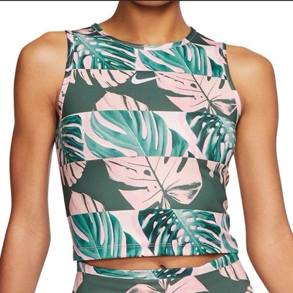 Nike Tops - Nike Dri-Fit Pink Palm Tree Cropped Workout Tank